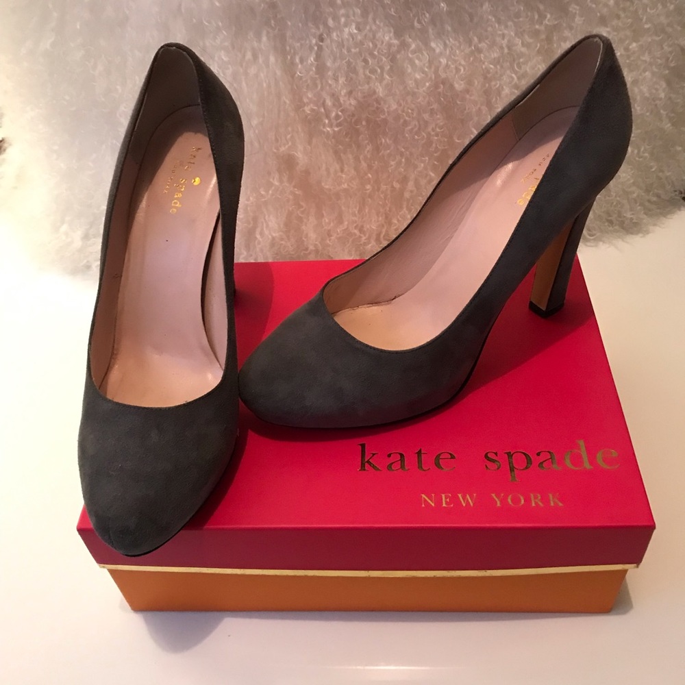 Kate Spade platform  pumps in grey suede. 9.5M